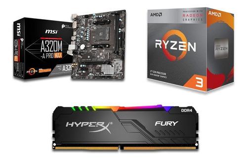 Combo Amd Ryzen 3 3200g + A320 + 8gb 3200mhz Rgb Hyperx 8x1