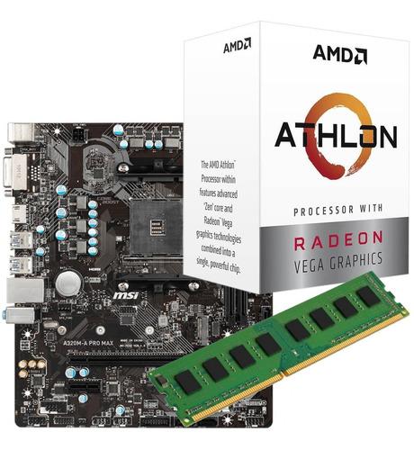 Combo Pc Amd Atlhon 3000g + Mother A320 + 4gb Ddr4 Martinez