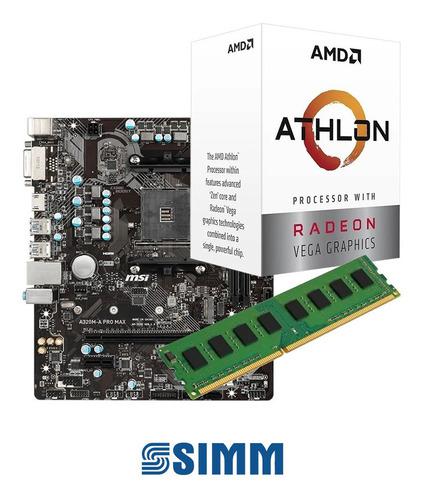 Combo Pc Amd Atlhon 3000g + Mother A320 + 4gb Ddr4 - Simm