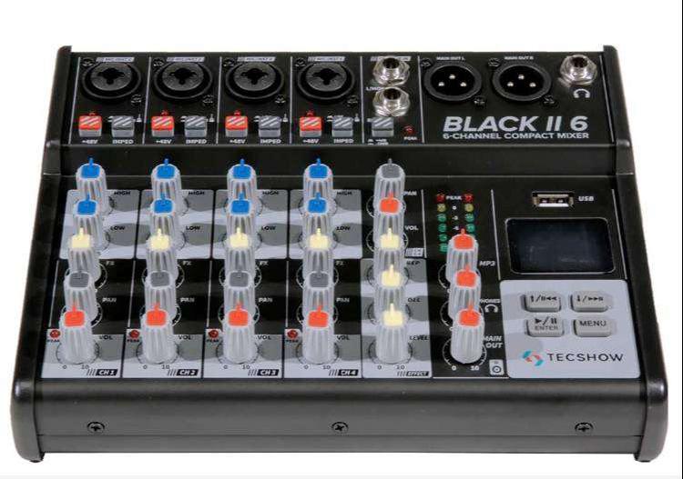 Consola Mixer Tecshow Black II 6 Usb Bluetooh Efectos!!!