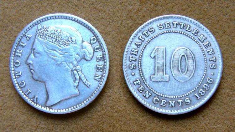 Moneda de 10 cent de plata Colonias Británicas del Estrecho