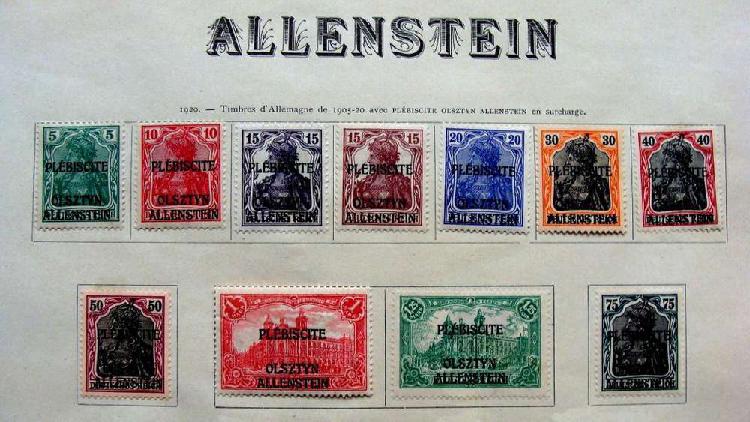 Sellos postales de Olsztyn Allenstein 1920 Prusia
