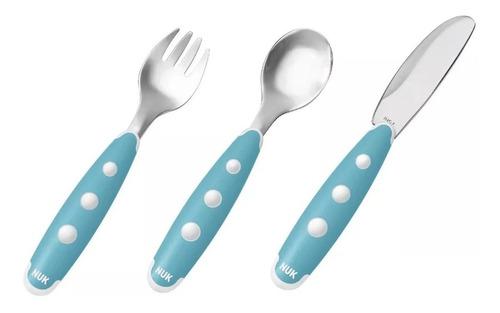 Set Cubiertos Metal Nuk Bebe Cuchara Cubierto Tenedor 18m+