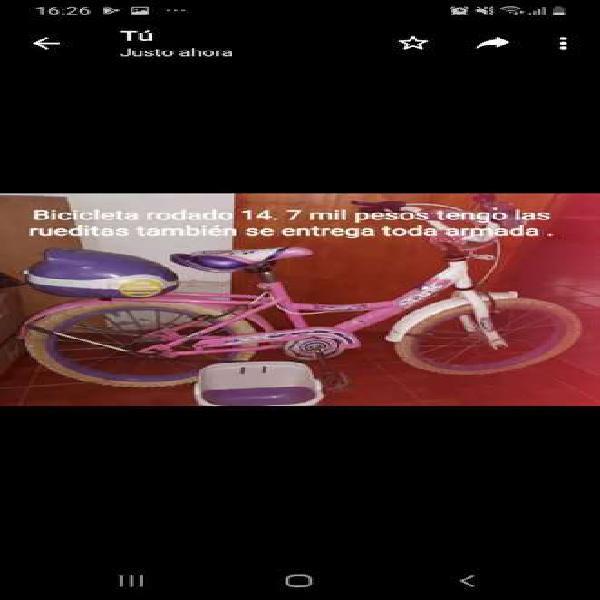 Bicicleta de nena rodado 14