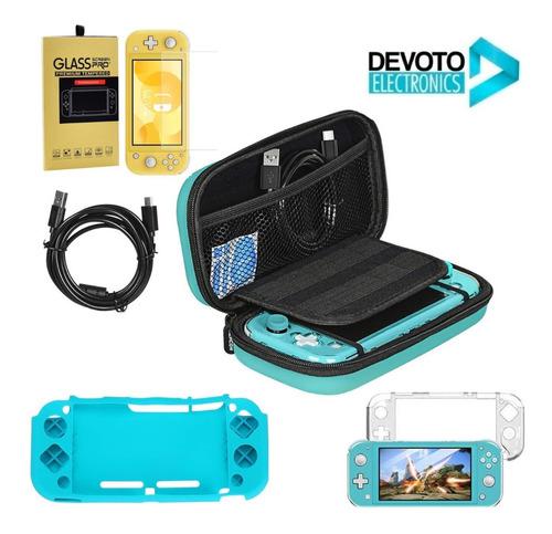 Nintendo Switch Lite Kit Accesorios Usb C Vidrio Proteccion