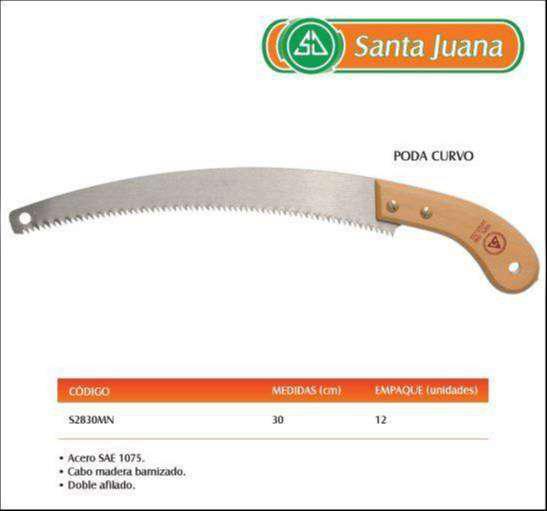 SERRUCHO PODAR CURVO 30CM MODELO S2830MN MARCA SANTA JUANA