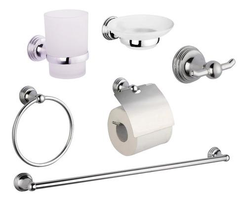 Set Kit Accesorios Para Baño 6 Piezas Cromado