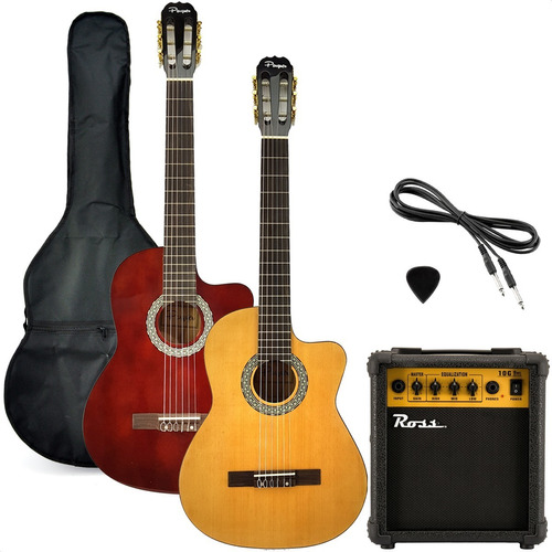 Guitarra Electro Criolla Con Corte Amplificador Funda Cable