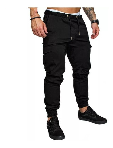 Pack X2 Pantalones Hombre Cargo Gabardina Bolsillos Casuales