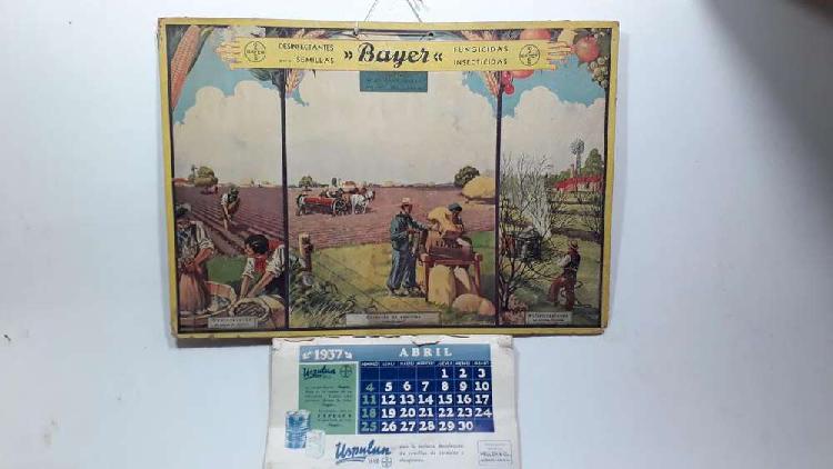 Antiguo Almanaque Bayer De Cartón Año 1937