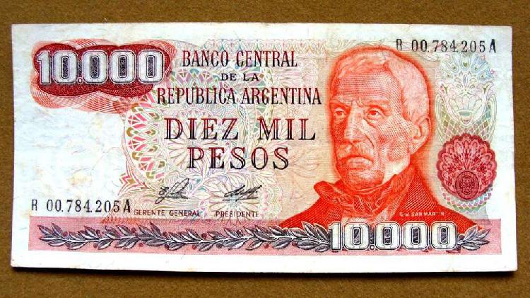 Billete de 10.000 pesos reposición Argentina 1976