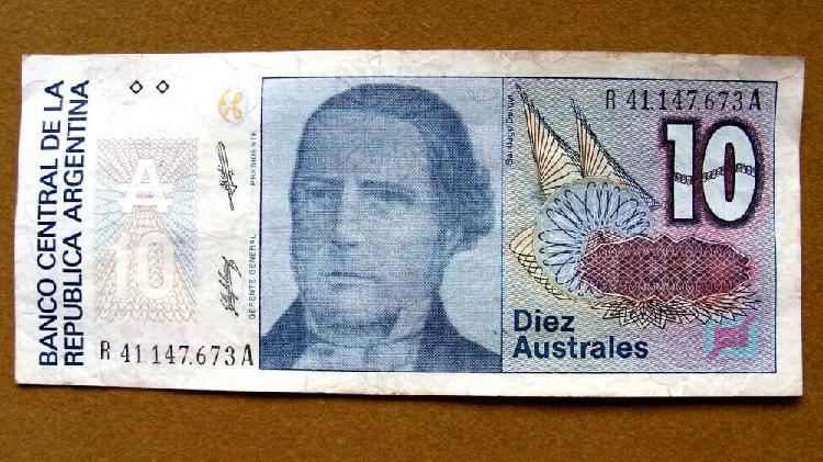 Billete de 10 australes reposición Argentina 1987
