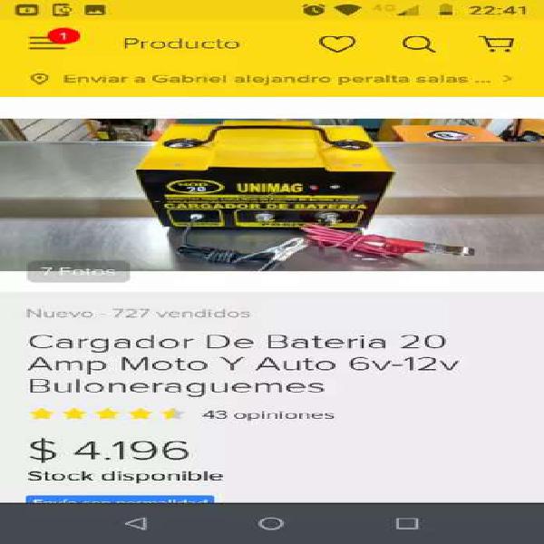 Cargador de baterias de auto o moto