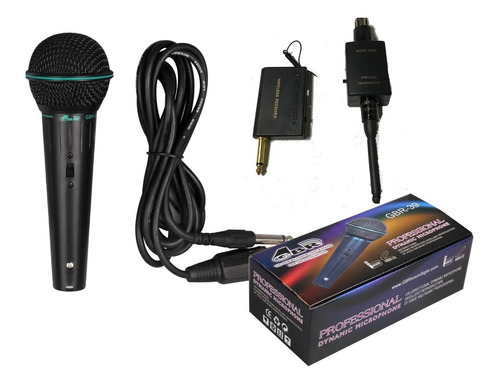 Microfono Con Cable + Inalambrico Ideal Karaoke En Casa Gbr