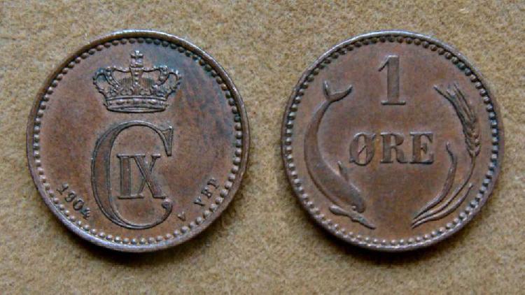 Moneda de 1 öre Dinamarca 1904