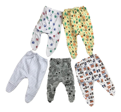 Pack 5 Medio Ositos Bebe Estampados Ranitas Con Pie Algodón