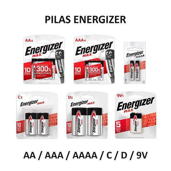 Pilas Energizer Alcalinas AA / AAA / AAAA / C / D / 9V