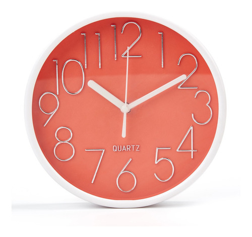 Reloj De Pared Números Grandes Fondo Color Deco Hogar