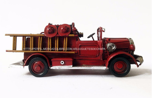 Camión Bomberos De Chapa Miniatura Deco Escala Colección