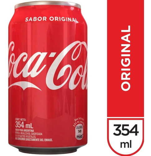 Coca Cola Lata 354ml Sabor Original Comun Gaseosa 354 Ml