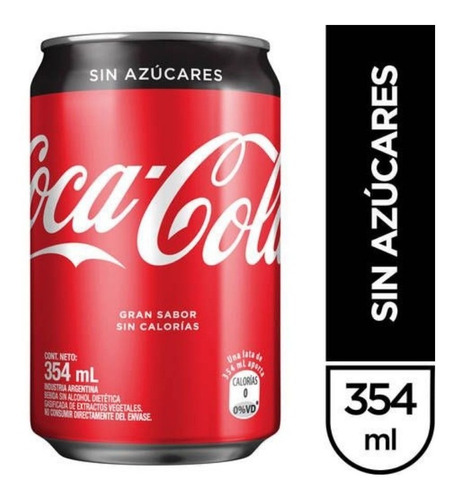 Coca Cola Sin Azucar Lata 354ml Gaseosa Dietetica 354 Ml