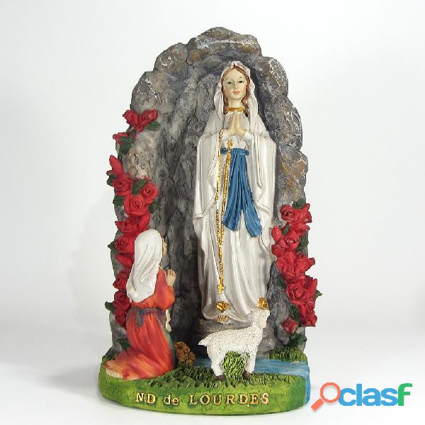 Gruta Virgen de Lourdes 21cm Poliresina Italiana