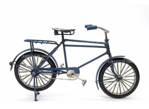 Miniatura Bicicleta Decorativa Retro Vintage Chapa Azul