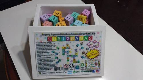 Cubigramas 40 Cubos 240 Letras En Caja De Madera Con Tapa