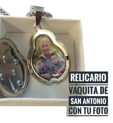 Dije Relicario Vaquita Personalizados Con Foto + Cadena