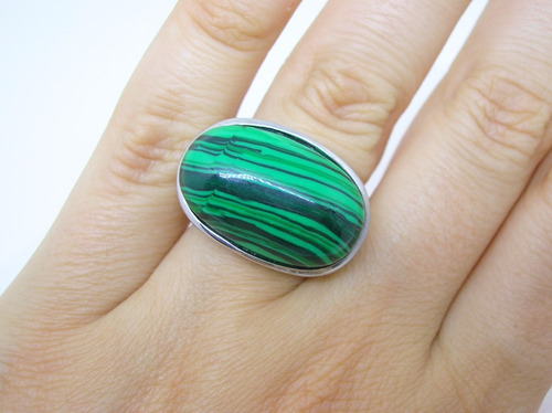 Anillo Mujer Acero Y Piedra Verde. Estilo Vintage. Nuevo!