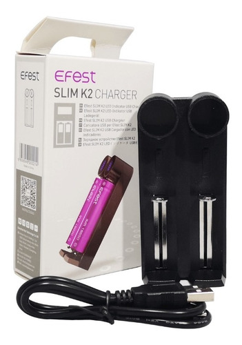 Cargador Efest Slim K2 + 2 Baterias Efest  Original