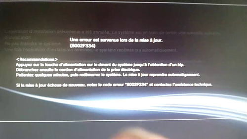 Error f334 Tras Actualizar Ps3