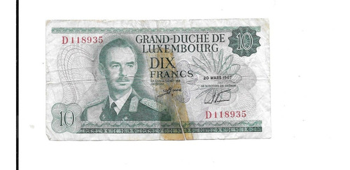 Liquido Billete De Luxemburgo. 10 Francos 
