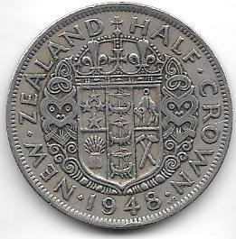 Moneda Nueva Zelanda 1/2 Corona Año  Jorge Vi Muy Buena