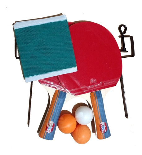 Paletas Ping Pong Marfed X2 + Red + Soporte + 3 Pelotitas Rv