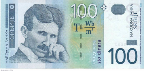Serbia 100 Dinares  Sin Circular - Nikola Tesla -