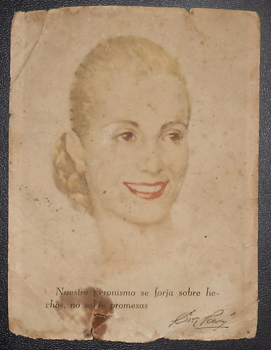 Antigua Tarjeta Campaña Retrato Eva Perón