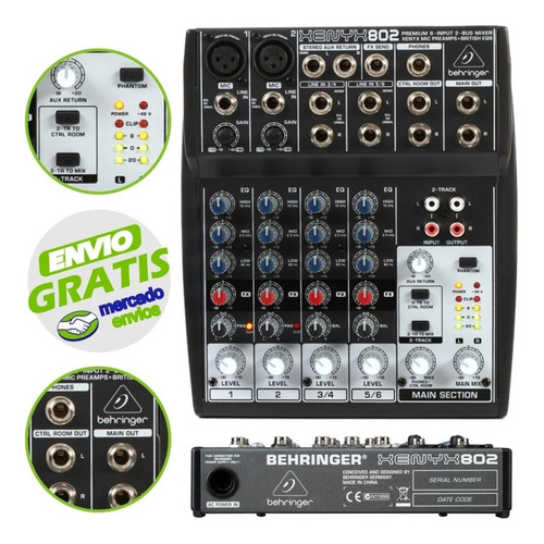 Consola Mixer Behringer Xenyx Canales Phantom La Roca -