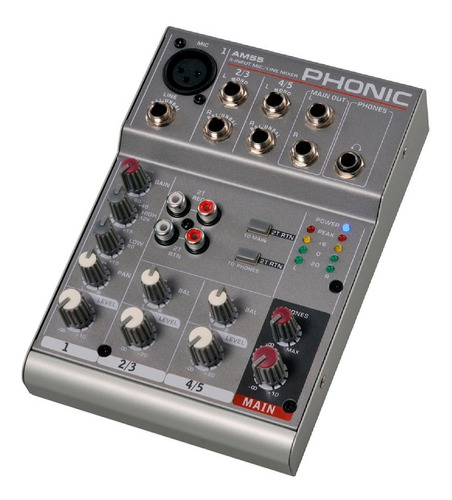 Consola Mixer Phonic Am55 1 Canal Xlr + 2 Estéreos