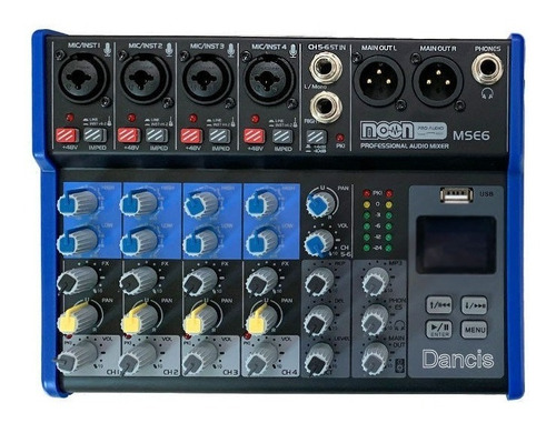 Consola Moon Ms6 6 Canales Con Efecto Usb Bluetooth Rec Eq