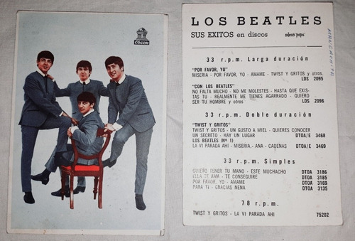 Tarjeta Propaganda Odeon De Los Beatles 