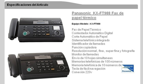 Fax Panasonic Kx Ft 988
