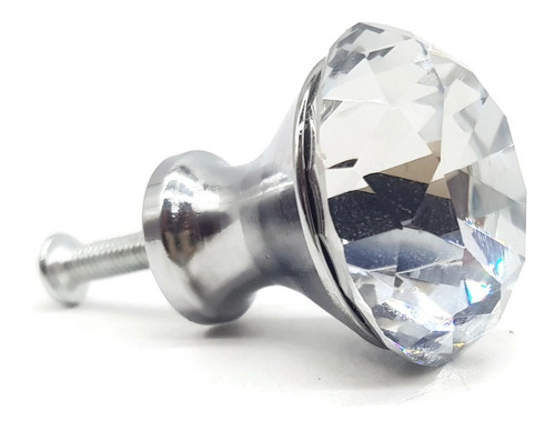 Herraje Tirador Cristal Facetado Diamante Transparente Cajon