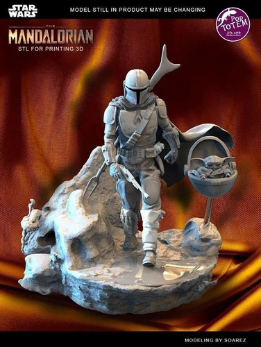 Mandalorian Diorama  - Star Wars - Stl Para Impresión