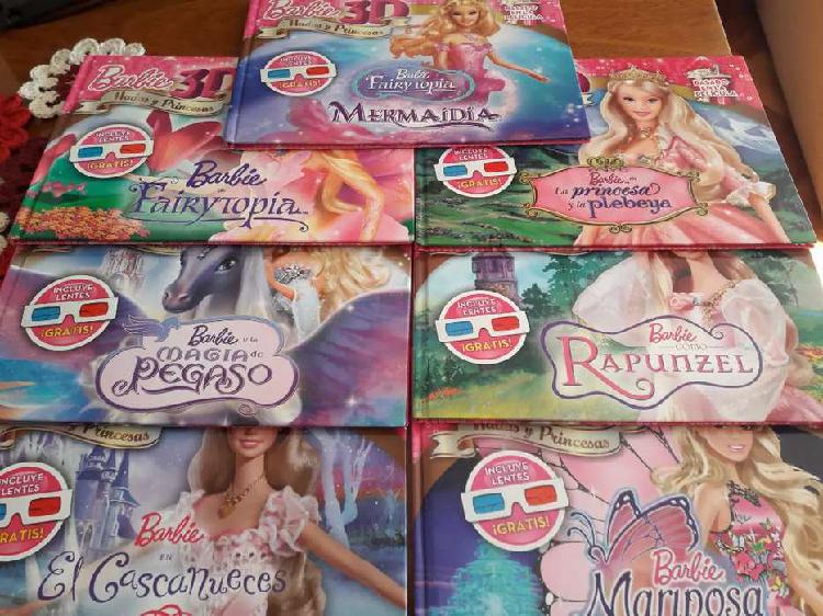 Colección de 7 libros de Barbie Hadas y Princesas 3D. (Se