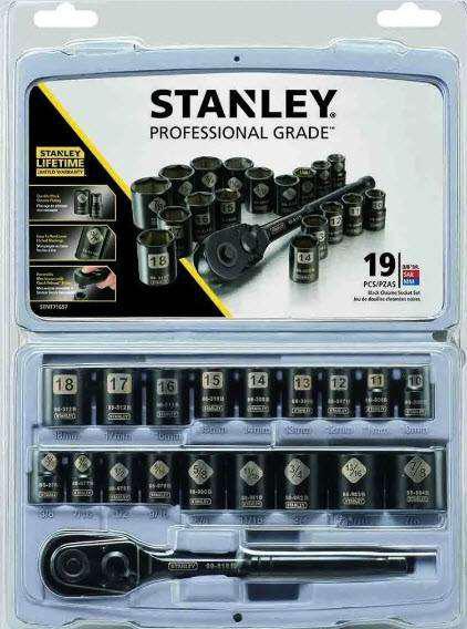 Set de tubos Stanley 9 Piezas Cromo negro 3/8”