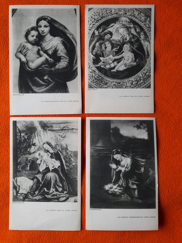 5 Tarjetas Con La Imagen De La Virgen Maria Y El Niño Jesus