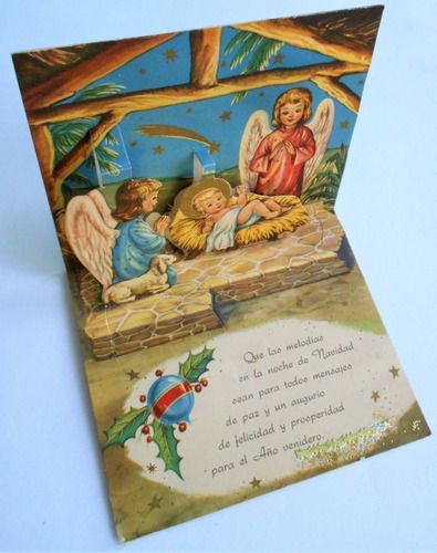Antigua Tarjeta De Navidad Troquelada Circa 