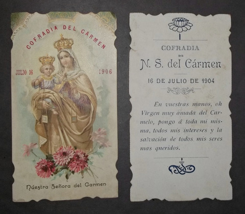 Estampitas Cofradía N.s. Del Carmen Años  Y )