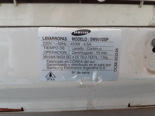 Lavarropa-secarropa- Sansung- Modelo: Handwash Sw 95vsp